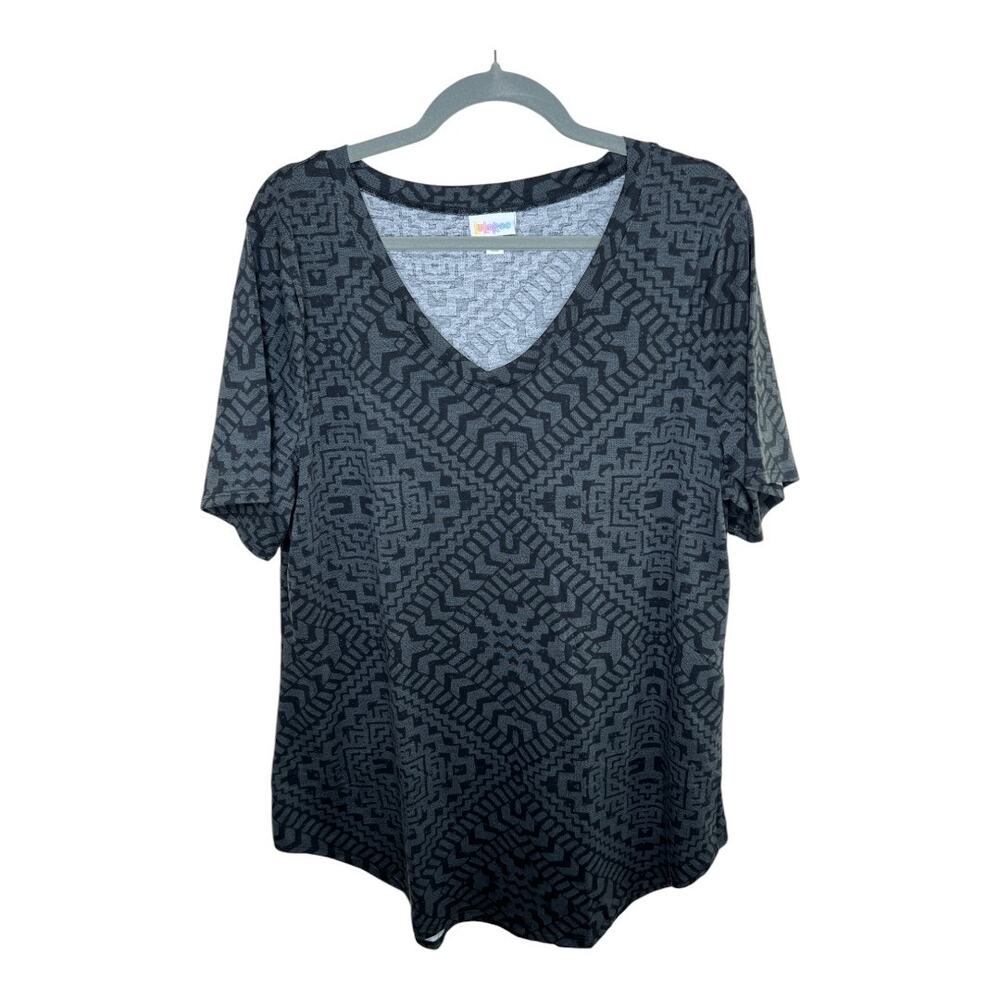 Lularoe Iris V-Neck Black & Gray Tunic Size L